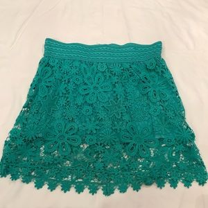 Teal lace skirt